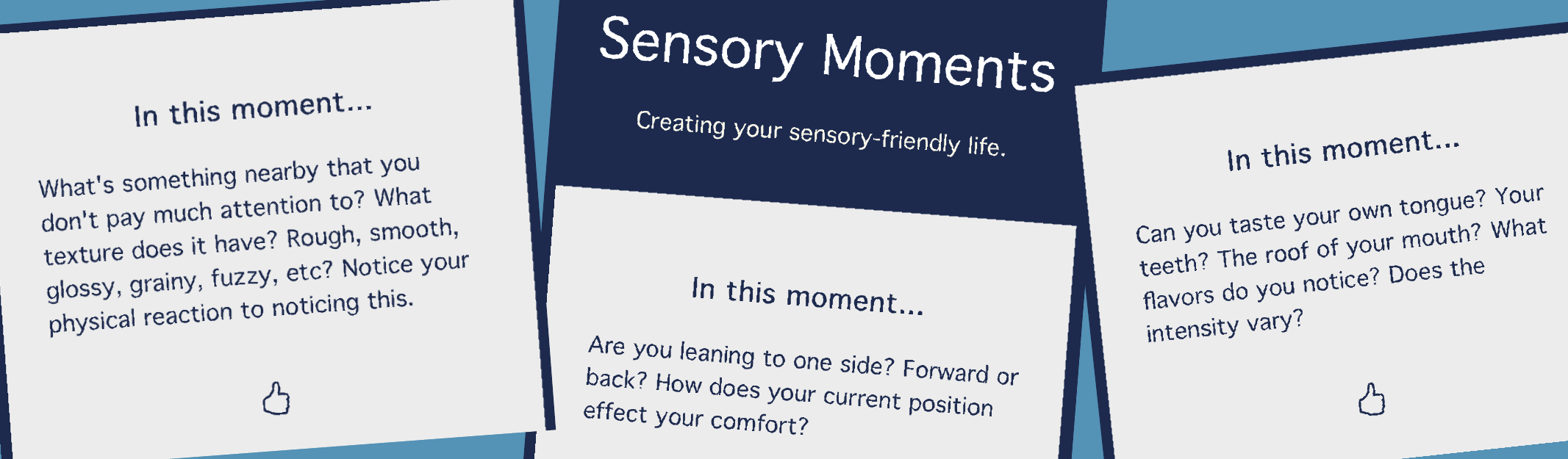 Three screenshots of sensory moments email prompts.