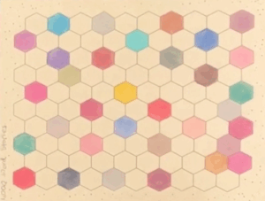A chart made out of a bunch of hexagons, with some colored in.