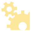 A yellow image of gears interconnected.